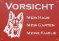 Preview: Aluminium Warnschild Altdeutscher Schäferhund VORSICHT Mein Haus mein Garten meine Familie